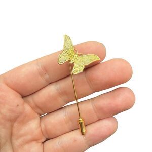 Vintage Jewelry Gold Tone Butterfly Stick Pin Butterfly Brooch